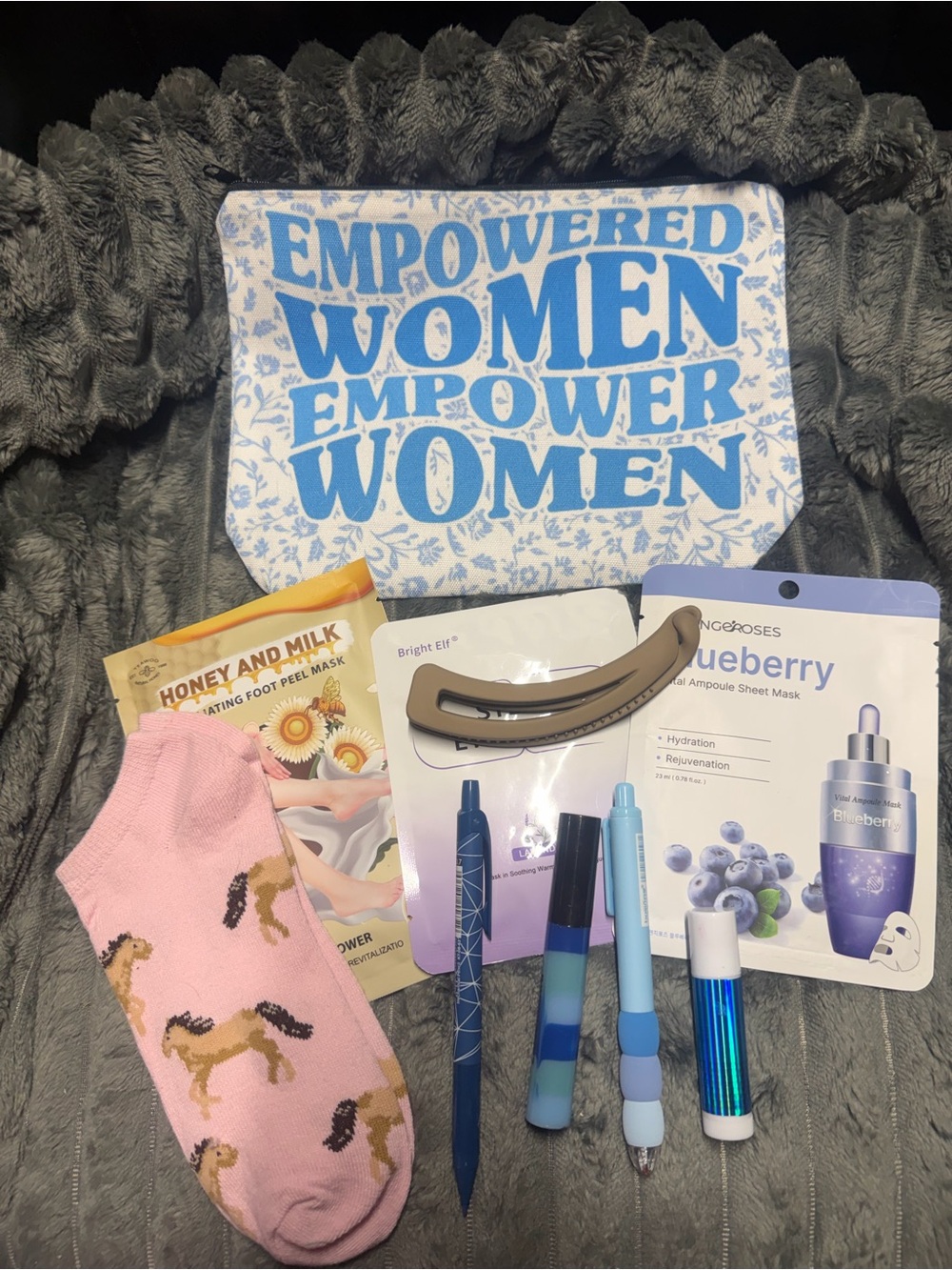 Empowered Women Empower Women Cosmetic Pouch with Blue Skincare & Accessories